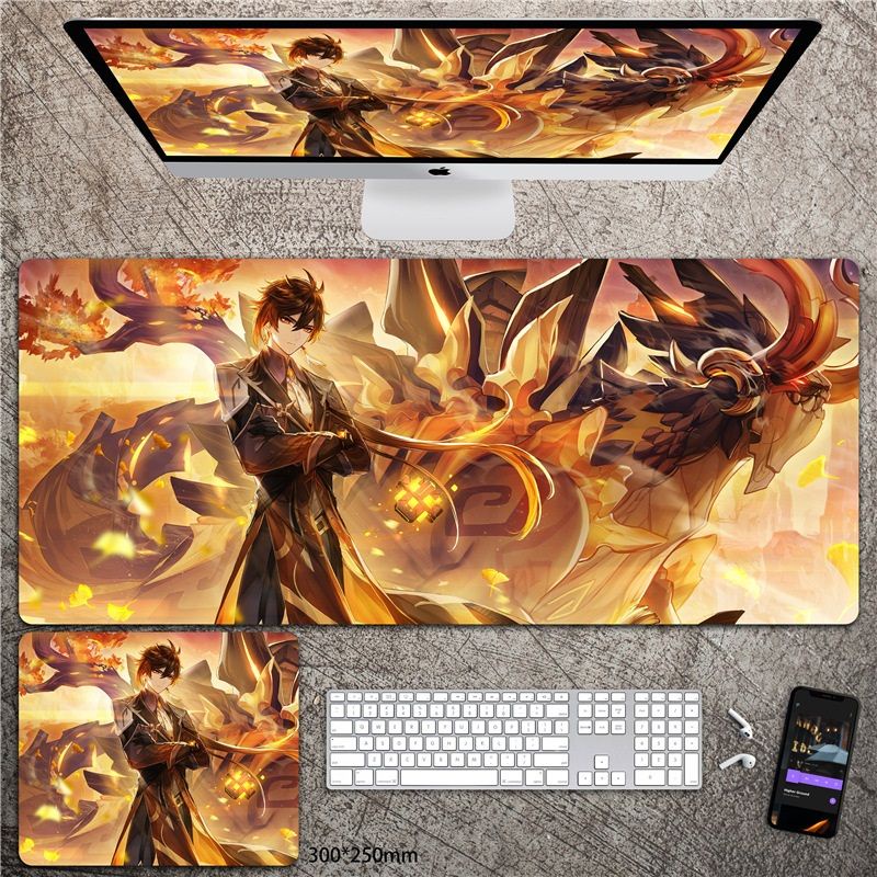 (30x70cm-40x90cm) Lót chuột Genshin Impact Lôi thần Yae Kazuha Zhongli Hutao Xiao Ayaka Ganyu Eula Keqing inazuma