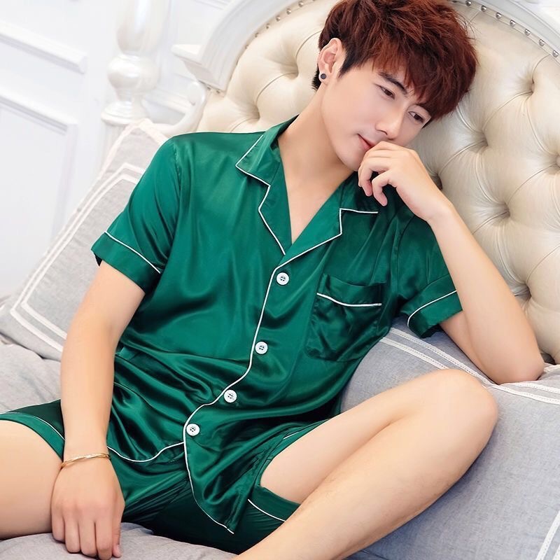 Bộ Đồ Pajamas Lụa Ngắn Tay Thời Trang Dành Cho Nam