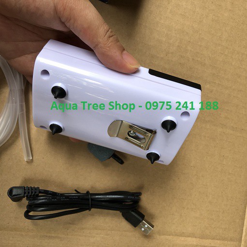Sủi khí oxy tích điện bể cá mini SB-168, máy nhỏ gọn chạy rất êm, bảo hành chính hãng