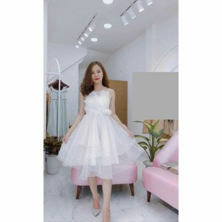 Đầm lưới cúp ngực kết bông