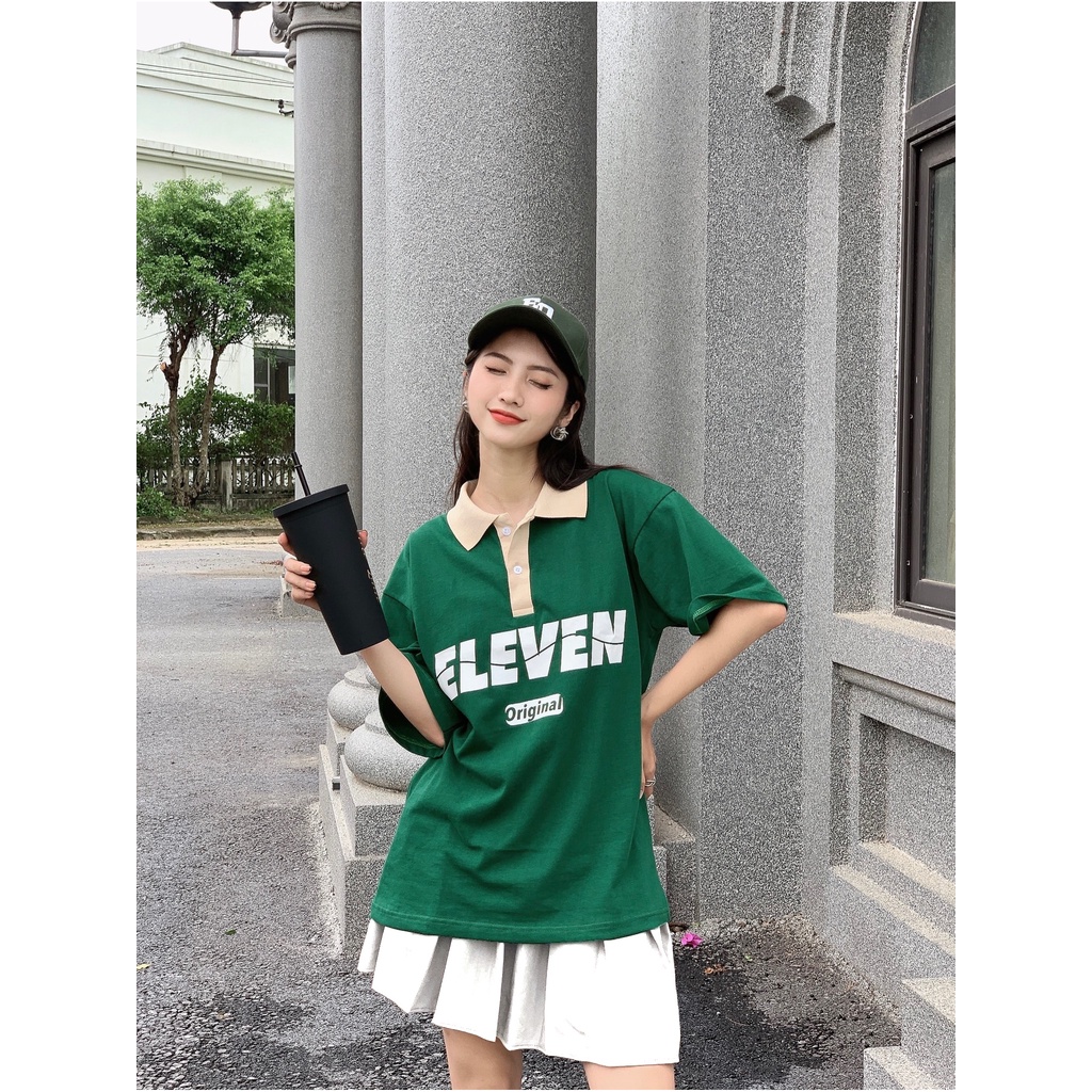Áo thun Polo Unisex Eleven Original - Green  Logo EO in lụa