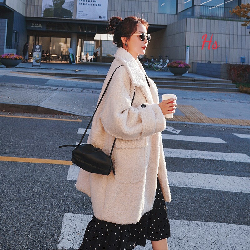 Áo Khoác Nữ Áo Lông Túi Hộp Cúc Đen  Mã 717 UNI STORE