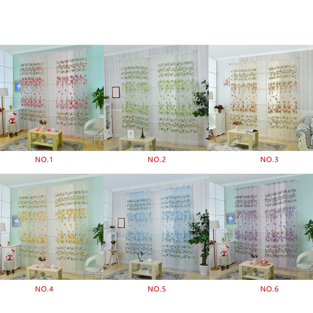 Rèm cửa họa tiết hoa bằng polyester trang trí nhà