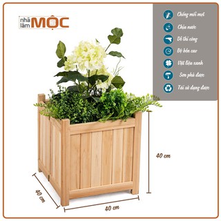 [FREESHIP70K] CHẬU GỖ TRỒNG CÂY, HOA HỒNG NGOÀI TRỜI VUÔNG, GỖ TRÀM CHỊU NƯỚC, 40x40x40CM