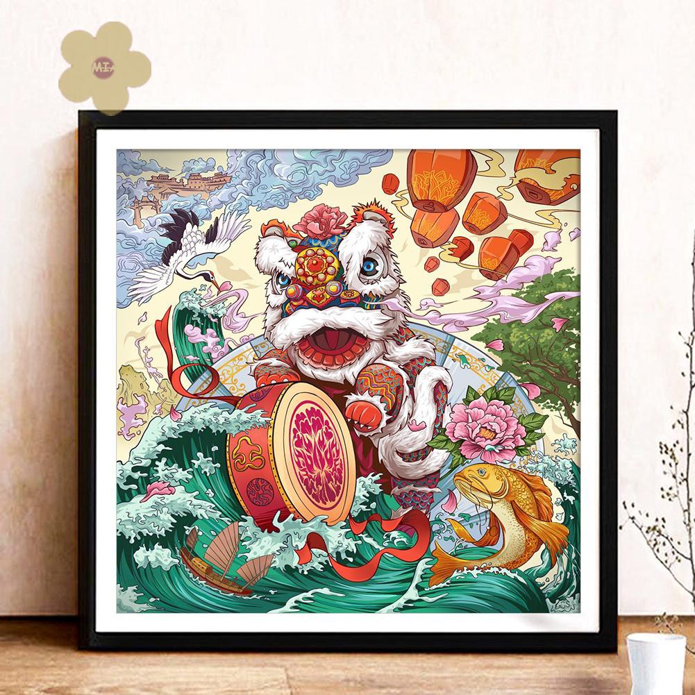 Bộ Tranh Đính Đá 5d Tự Làm Hình Sư Tử Nhảy Múa