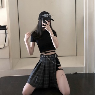 Sẵn_set ulzzang quần + váy + belt chain IVE Yujin, KEP1ER Mashiro
