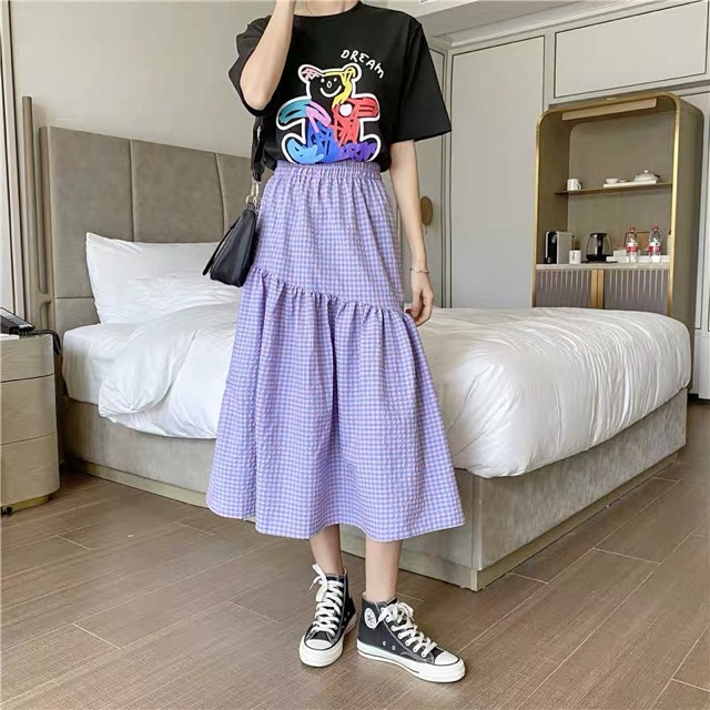 Chân váy kẻ caro dáng xoè đuôi cá lệch vạt Ulzzang style🌸 Hàng Quảng Châu | BigBuy360 - bigbuy360.vn