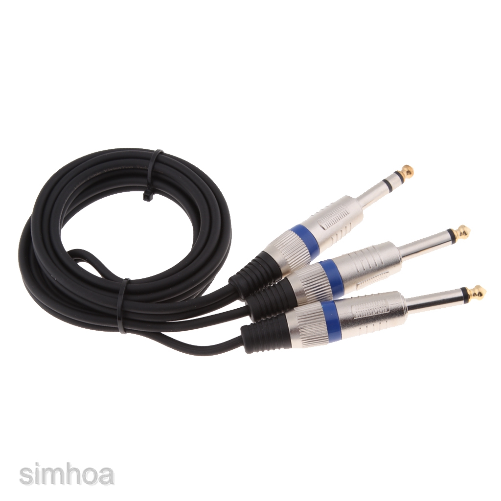 6.35mm 1/4&quot; TRS Stereo to Dual 1/4&quot; TS Mono Y Splitter Cable 1.5m