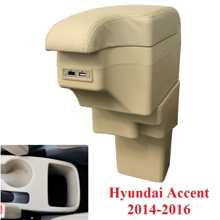 Hộp tỳ tay ô tô cao cấp Hyundai Accent 2014 - 2016 tích hợp 6 cổng USB MÃ: SUSB-HDAC1416 - DẠNG MẶT KHUYẾT