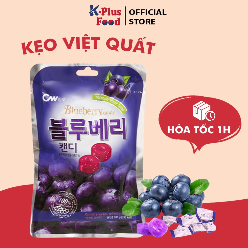 Kẹo cứng trái cây vị việt quất Hàn Quốc gói 100gr - K07115