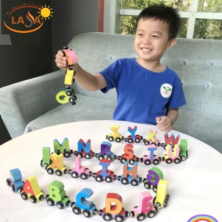 Đồ Chơi Gỗ Đoàn Tàu Nam Châm Đoàn Tàu Chữ Cái Tiếng Anh Đoàn Tàu và Số Đếm