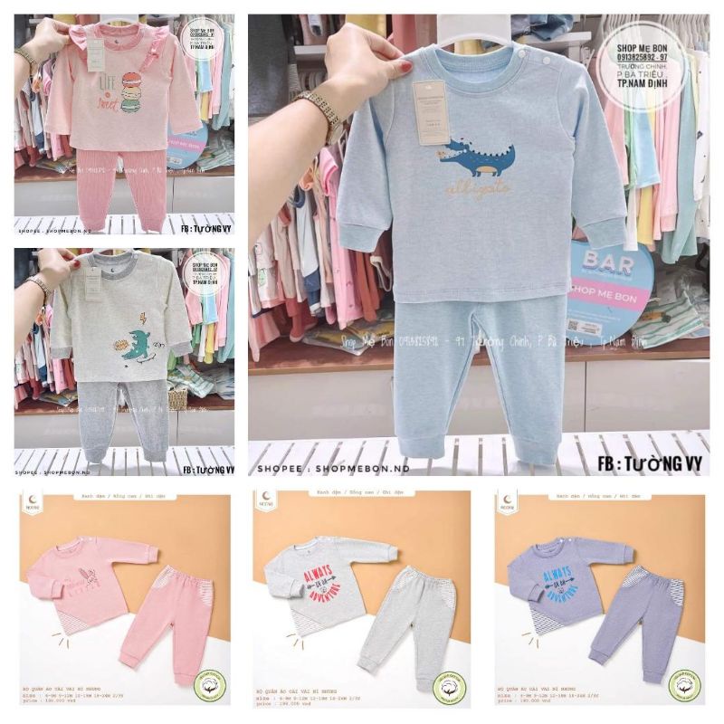 Bộ nỉ Moon chất thu đông cho bé trai, bé gái 0-36m
