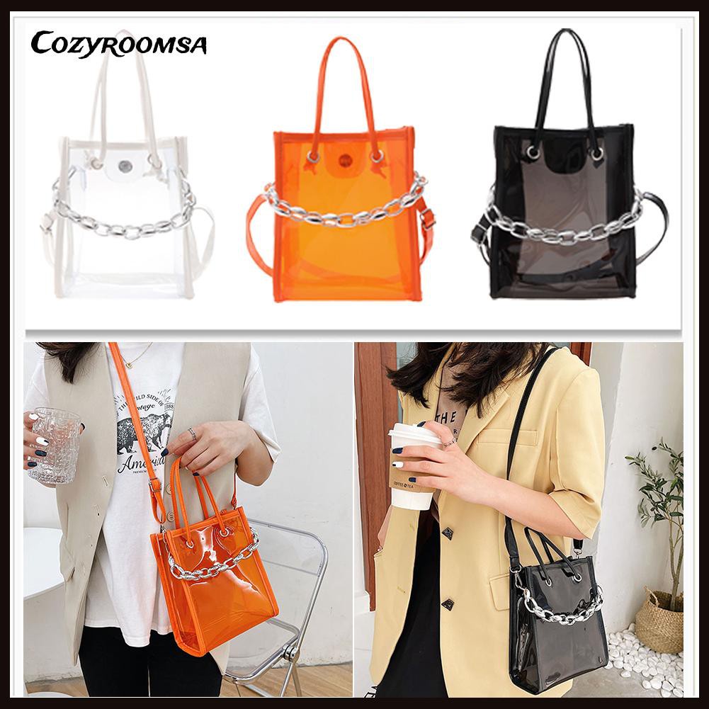 Fashion Women Summer Clear Shoulder Bag Casual Chian Top-handle Handbags