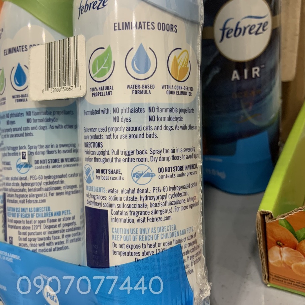 Xịt Khử Mùi Thơm Phòng Febreze Air Mỹ Chai 250gr - EDS Hàng Mỹ