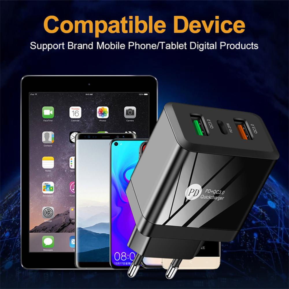 Đế Sạc Nhanh USB Kép QC3.0 + PD 25W I2P3 Cho Điện Thoại Di Động