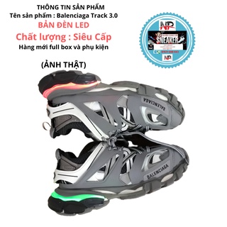 TRACK LED GIẦY THỂ THAO SNEAKER NAM NỮ BA LEN TRACK LED MẦU XÁM