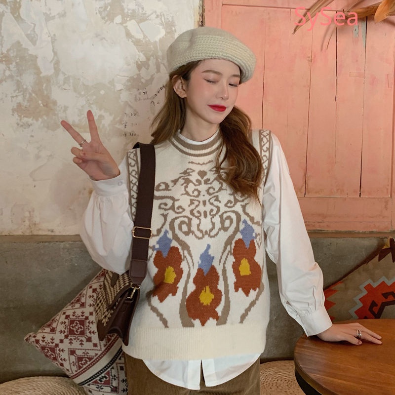 Áo sát nách cổ tròn dáng rộng kiểu Hàn Quốc thời trang mùa thu cho nữ | BigBuy360 - bigbuy360.vn