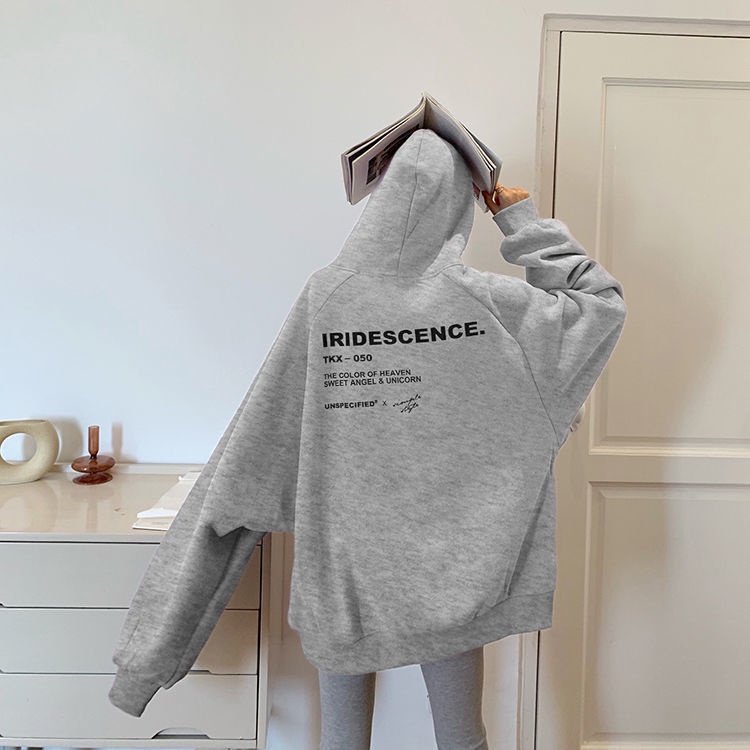Áo Khoác Hoodie Nhung Dày Dáng Rộng Thời Trang Mùa Đông Phong Cách Hàn Quốc Cho Nữ