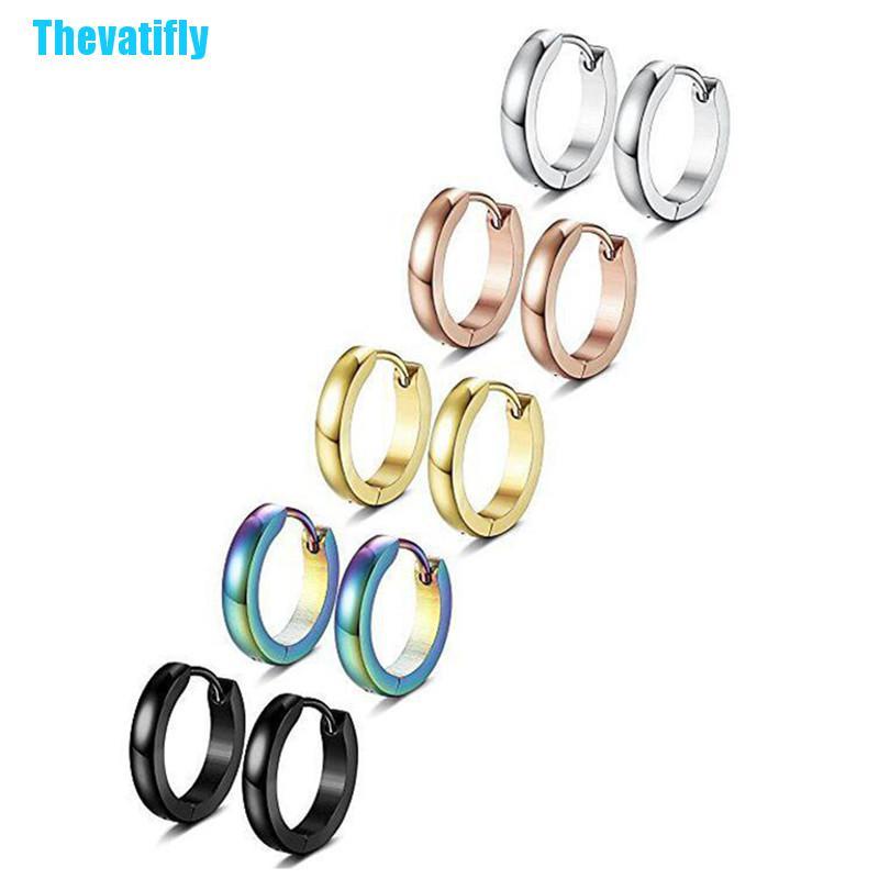 Khuyên Tai Tròn Bằng Thép Không Gỉ Phong Cách Punk Cá Tính