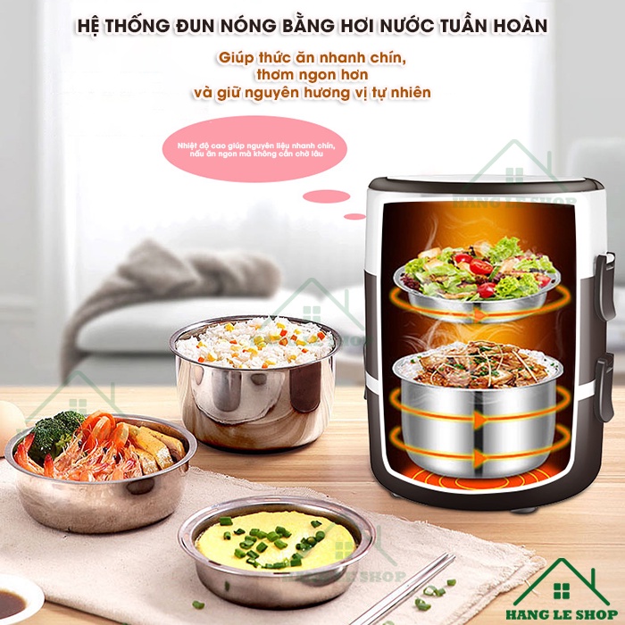Hộp Cơm Cắm Điện - 3 Tầng Có Chức Năng Giữ Nhiệt, Hâm Nóng và Nấu Chín Đồ Ăn - Dành Cho Dân Văn Phòng, Du Lịch