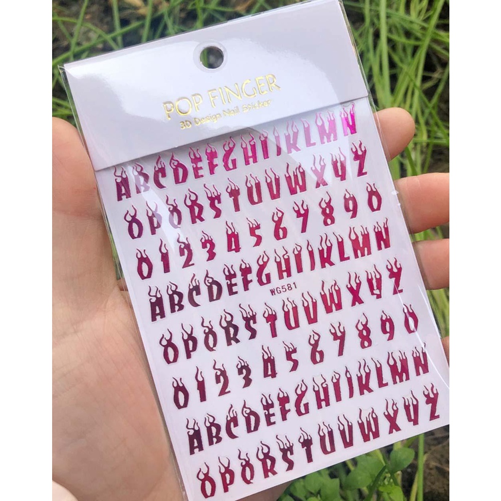 OCEANMAP Miếng Dán Trang Trí Móng Tay Hình Số 3D Nhiều Màu Sắc