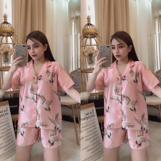 [Pijama] Bộ cộc hạc lụa trẻ trung | BigBuy360 - bigbuy360.vn