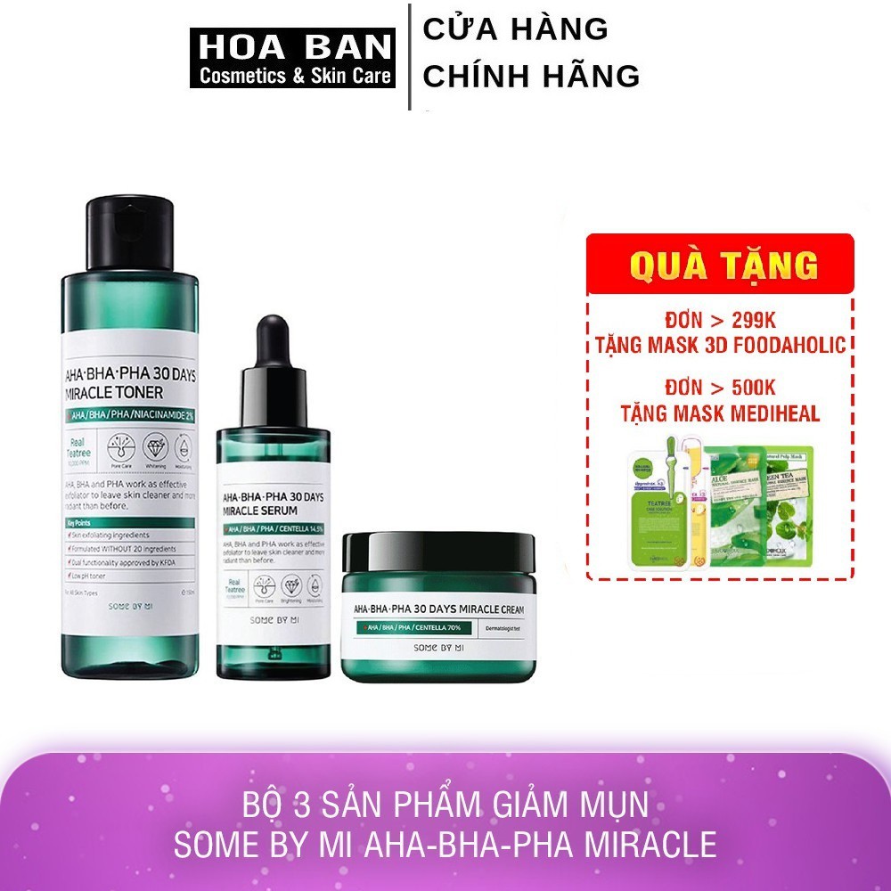 Bộ 3 Sản Phẩm Dưỡng Da Giảm Mụn Some By Mi AHA-BHA-PHA Miracle