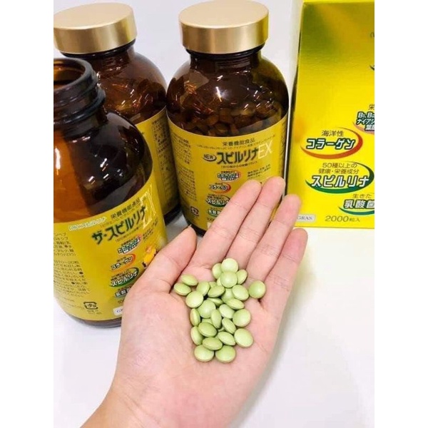 Tảo vàng Spirulina EX Nhật Bản Chính Hãng - 1 Hộp có 2 lọ, mỗi lọ 1.000 viên