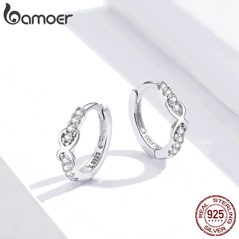 Bamoer Bông Tai bạc 925 100% Hình Vô Cực Sang Trọng sce872