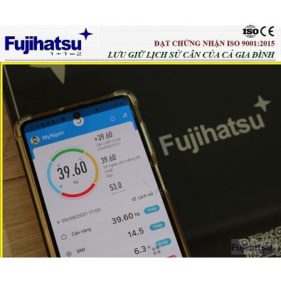 Cân sức khỏe điện tử Fujihatsu FHS-01 . Đo được 8 chỉ số cơ thể qua APP. Chứng nhận ISO 9001:2015