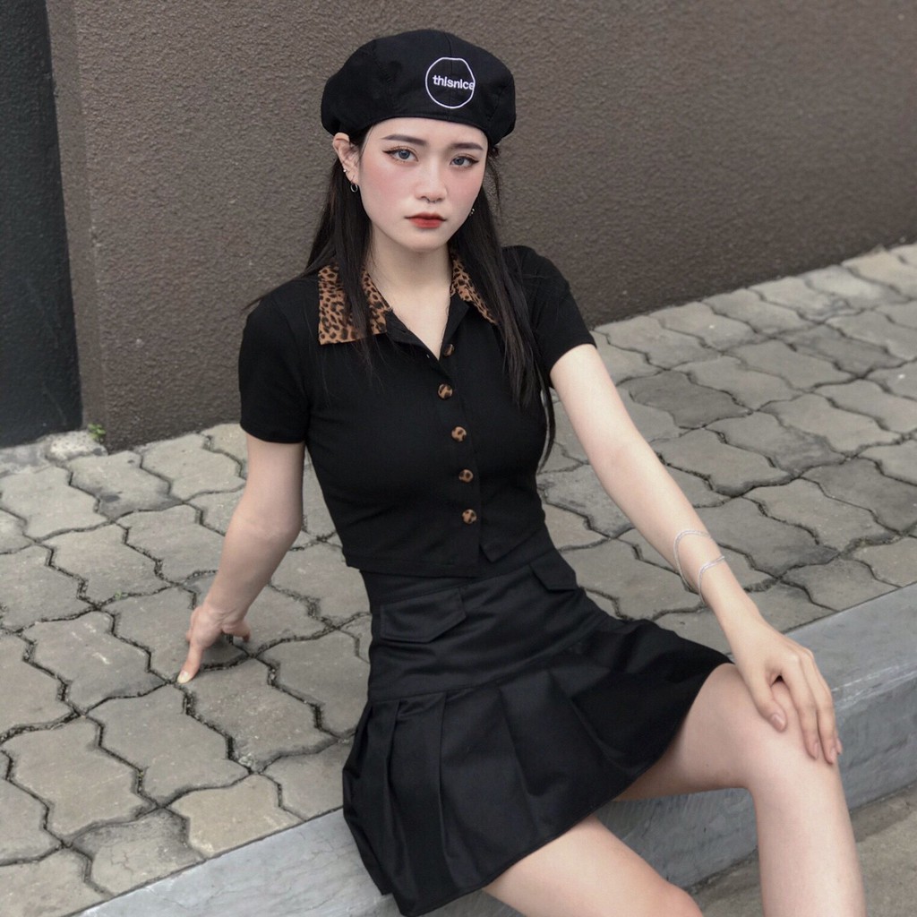 Áo Croptop Cổ Da Beo Cúc Bọc Chất Thun Thiết Kế Inwear - 𝑰𝒔𝒊𝒔 𝑪𝒓𝒐𝒑𝒕𝒐𝒑 | BigBuy360 - bigbuy360.vn