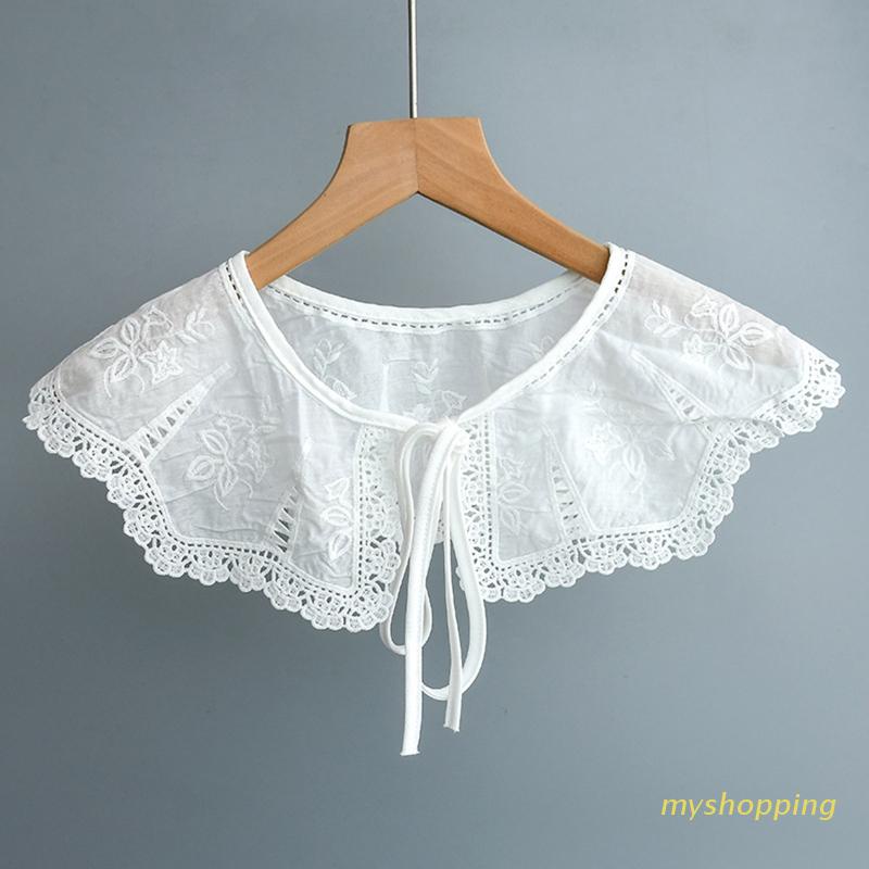 Khăn Choàng Cổ Búp Bê Vải Ren Thêu Họa Tiết Lá Rỗng Kiểu Lolita Cho Nữ