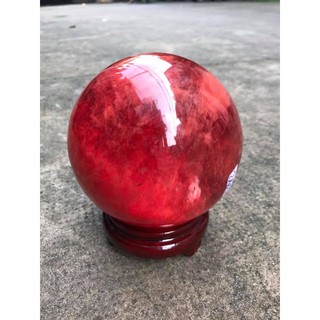 QUẢ CẦU PHONG THỦY ĐÁ NÚI LỬA ĐỎ  ĐƯỜNG KÍNH 11-12CM- TẶNG KÈM CHÂN ĐẾ