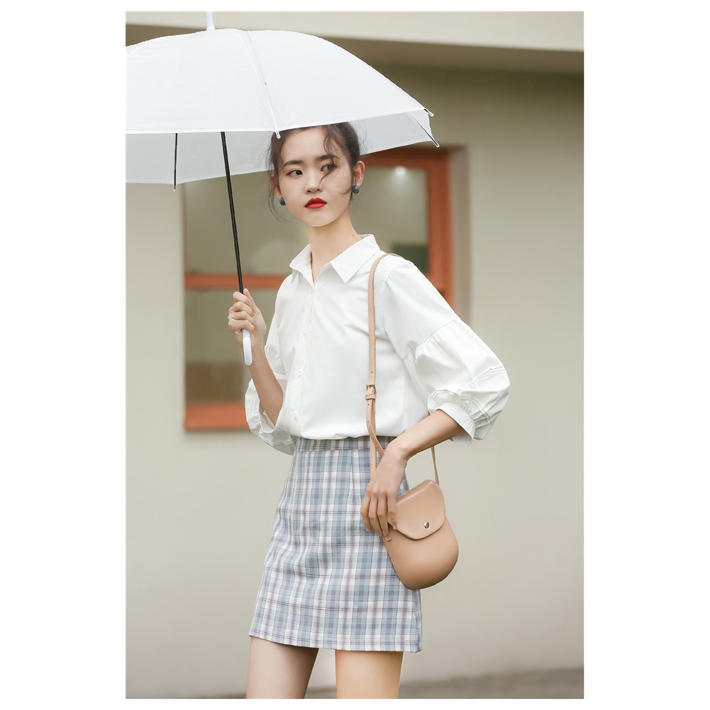 Áo sơ mi trắng nữ kiểu tay bồng xếp ly Chunxuu, phong cách trẻ trung chất liệu vải đẹp mềm mại - SP22