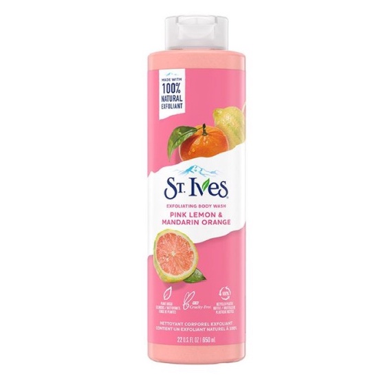 SỮA TẮM ST.IVES CAM CHANH 650ML/ ST IVES EXFOLIATING BODY WASH PINK LEMON &amp; MANDARIN ORANGE