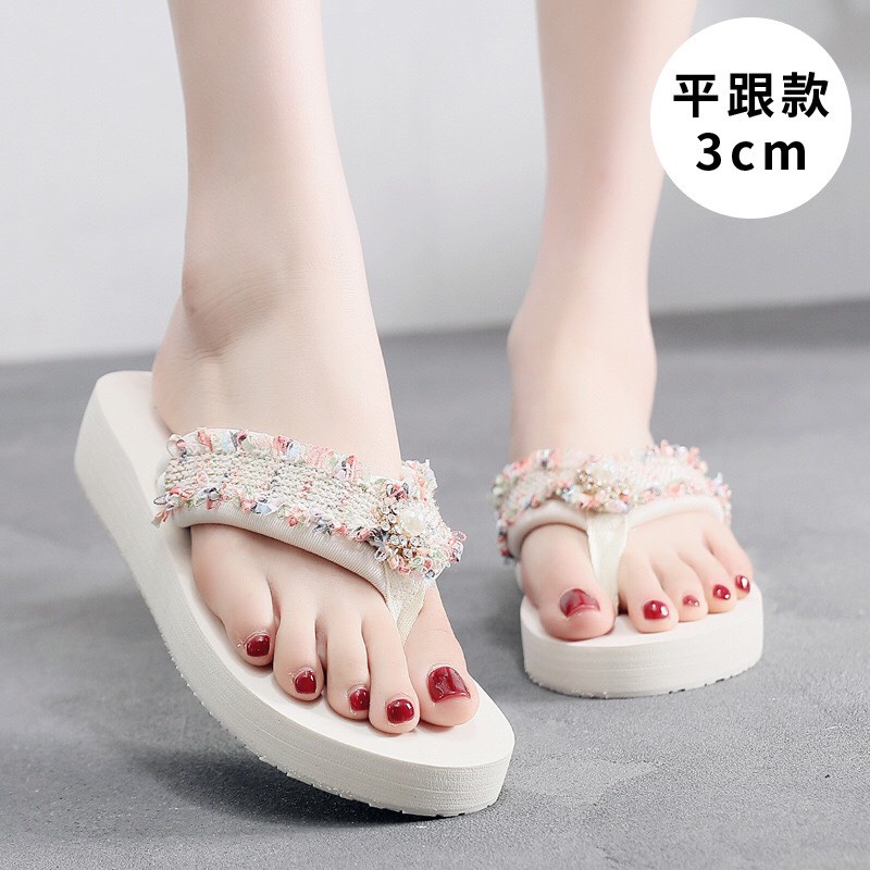 Dép tông nữ xỏ ngón đế cao/Dép kẹp đế xuồng