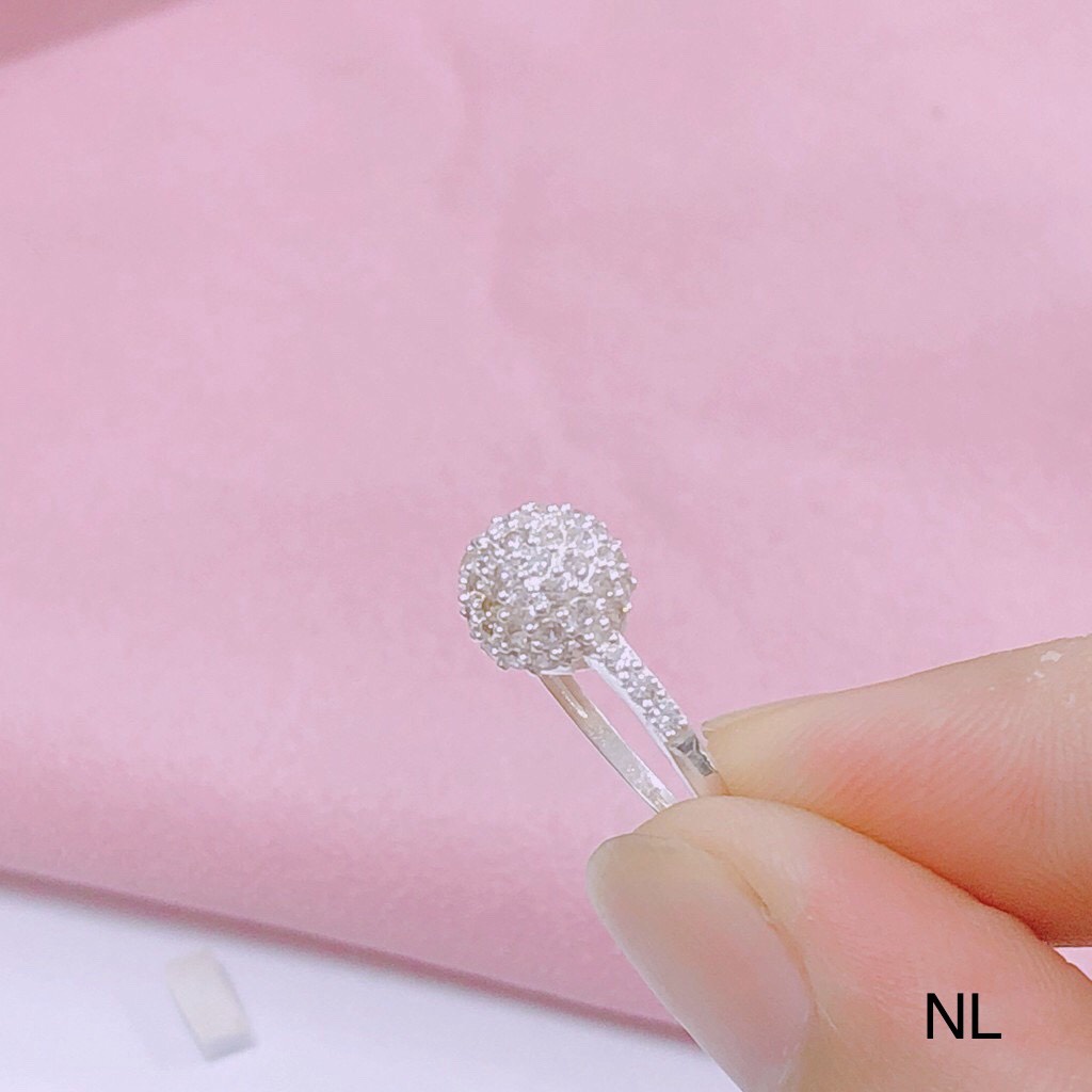Nhẫn nữ bạc thật, nhẫn nữ mặt cầu tròn đính đá nhỏ xinh xắn - Kho sỉ bạc Nhất Linh