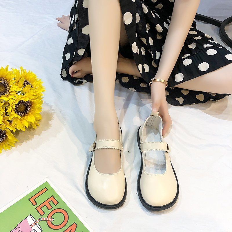 Giày Mary Janes khuy tròn hai màu