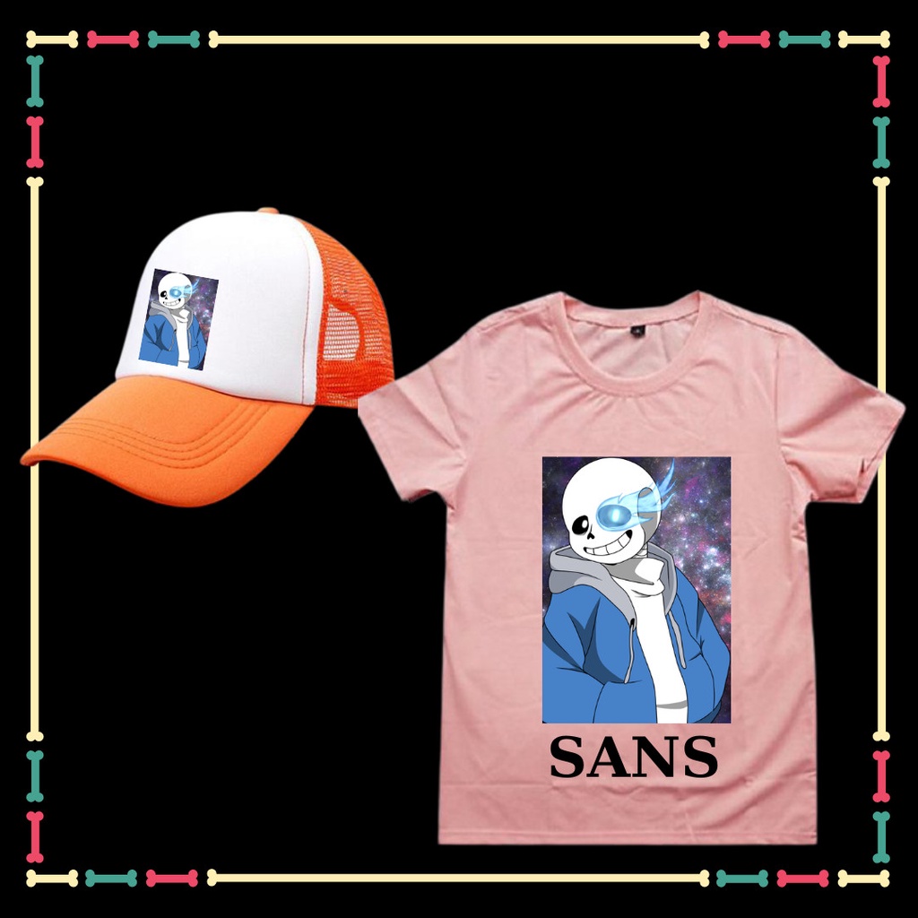 COMBO ÁO + NÓN IN HÌNH SANS- BIỆT ĐỘI GANGSTER CHO BÉ TRAI, BÉ GÁI