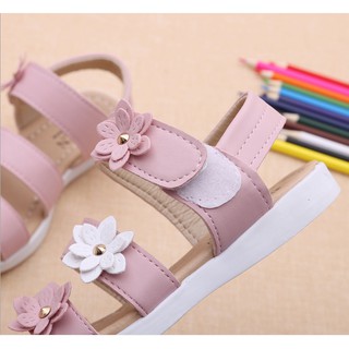 XẢ KHO_Sandal bé gái trẻ em đính hoa đế mềm phong cách Hàn Quốc