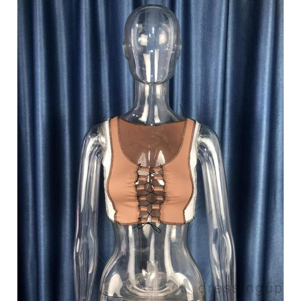 Áo Lửng Không Tay Cổ Chữ U Thời Trang Quyến Rũ Cho Nữ