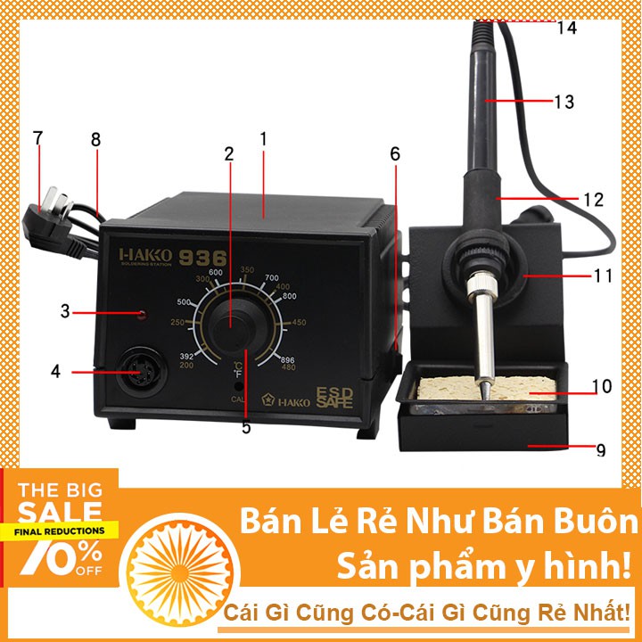 Máy Hàn Hakko 936 Cao Cấp Chính Hãng Điều Chỉnh Nhiệt Độ, Ngắt Khi Quá Nhiệt