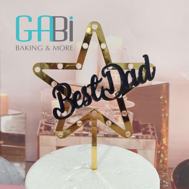 Topper mica Best Dad viền sao vàng