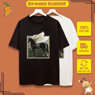 Áo thun tay lỡ MIKENCO Ngựa áo phông unisex nam nữ from rộng chuẩn chất liệu cotton BrownRabbit Fashion