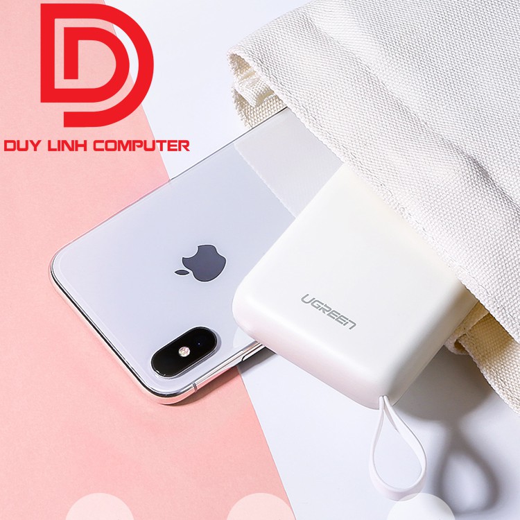Pin sạc dự phòng màu trắng Ugreen 60197 dung lượng 10000Mah