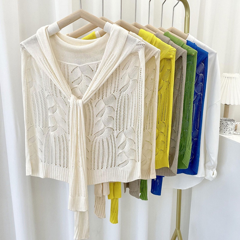 Áo Choàng Dệt Kim Ngắn Chống Nắng Màu Sắc Trơn Nhẹ Nhàng Thời Trang Mùa Hè Cho Nữ