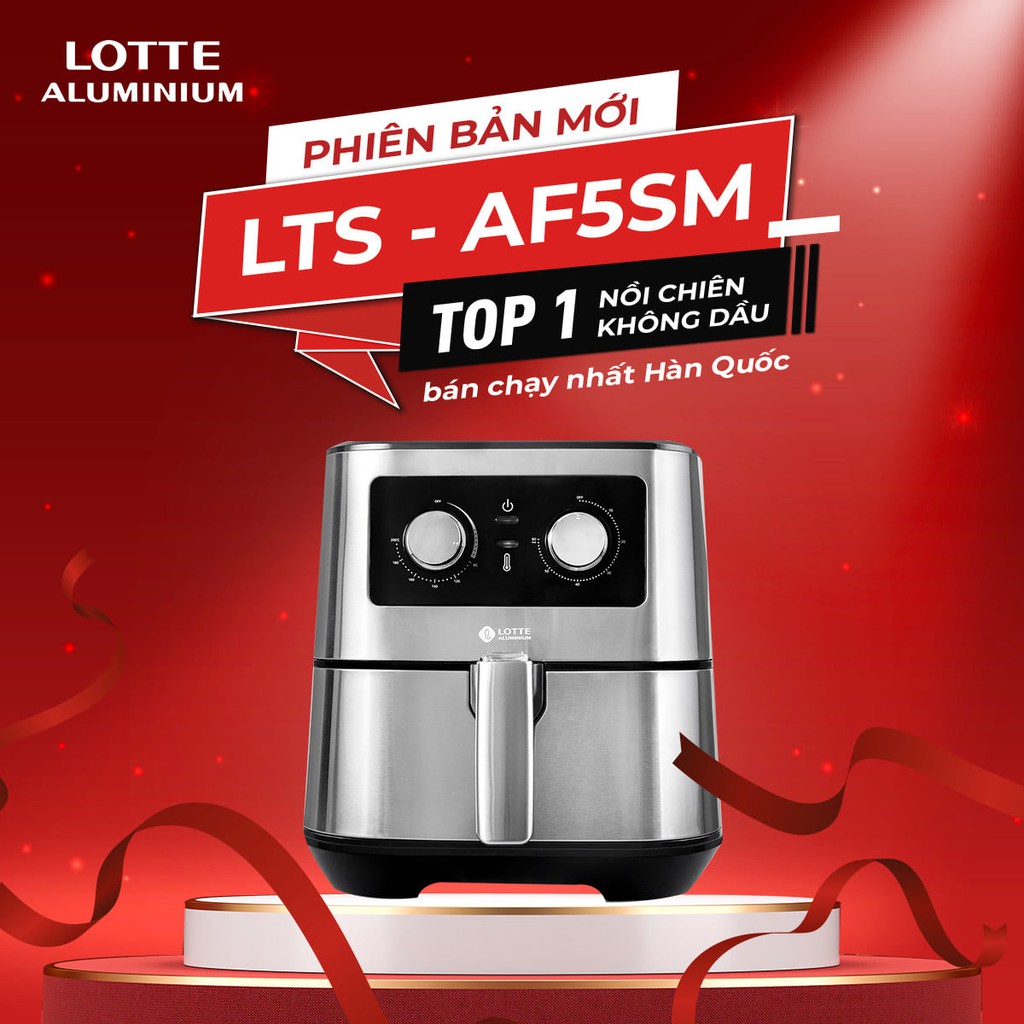 [BẢO HÀNH 1 NĂM] Nồi chiên không dầu Lotte 5,5 lít model LTS - AF5SM NHẬP KHẨU NGUYÊN CHIẾC Mẫu mới tặng kèm sách nấu ăn