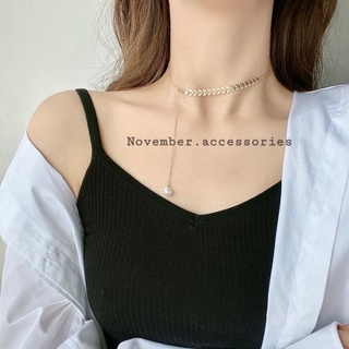 Dây chuyền vòng cổ nữ hình lá mix ngọc sang chảnh november accessories
