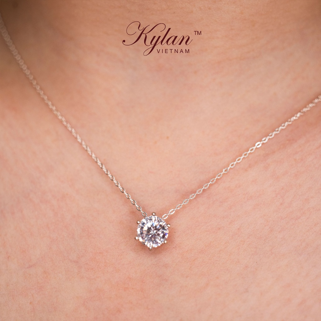 Dây chuyền bạc nữ Kylan Silver KL0211 đính đá kim cương nhân tạo 8 ly