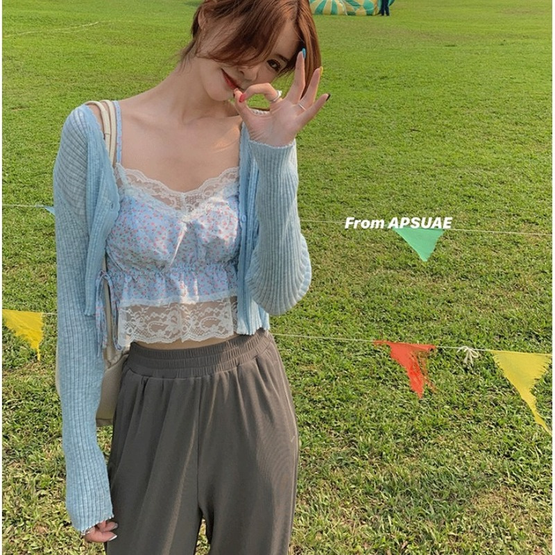 Fashionable Korean Thin Knit Long Sleeve Short Sunscreen Shirt | BigBuy360 - bigbuy360.vn
